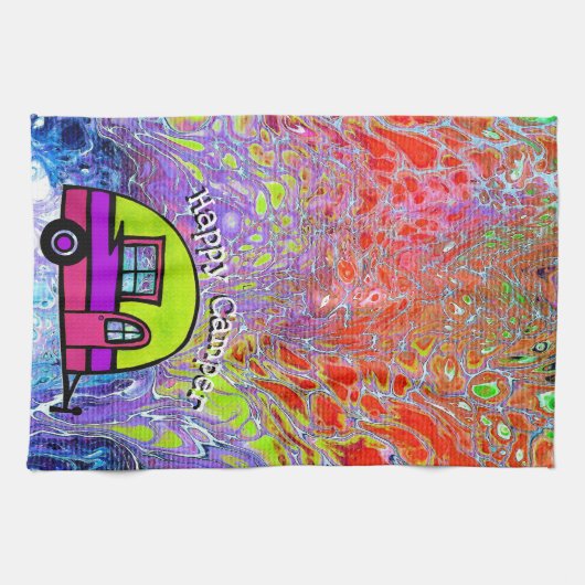 Happy Camper Retro Kitchen Towel Theedoek (Horizontaal)