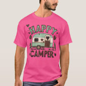 Happy Camper Retro Nostalgische Schattigee Hart Li T-shirt (Voorkant)
