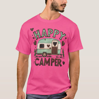 Happy Camper Retro Nostalgische Schattigee Hart Li T-shirt