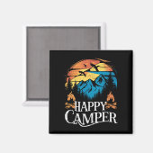 Happy Camper Retro  overeenkomende Camping Crew Magneet (Voorkant / Achterkant)