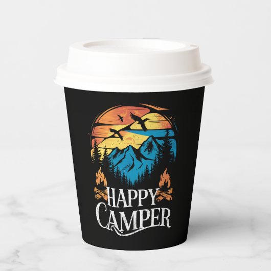 Happy Camper Retro overeenkomende Camping Crew Papieren Bekers (Voorkant)