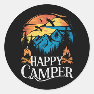 Happy Camper Retro  overeenkomende Camping Crew Ronde Sticker