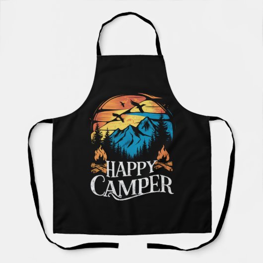 Happy Camper Retro  overeenkomende Camping Crew Schort (Voorkant)