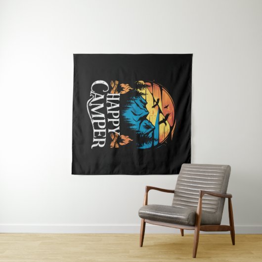 Happy Camper Retro  overeenkomende Camping Crew Wandkleed (In Situ (horizontaal))