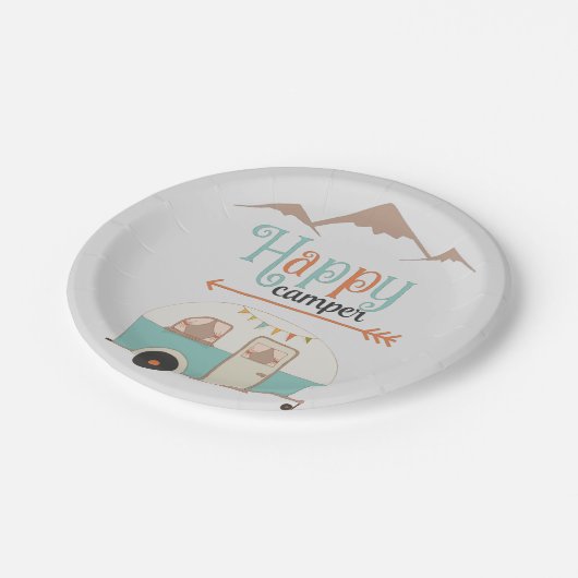 HAPPY CAMPER RETRO PAPIEREN BORDJE (Gekanteld)