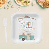 Happy Camper Retro RV Square Paper-Borden Papieren Bordje