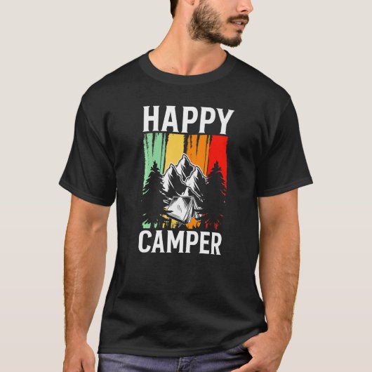 Happy Camper Retro Vintage Camping Premium T-shirt (Voorkant)