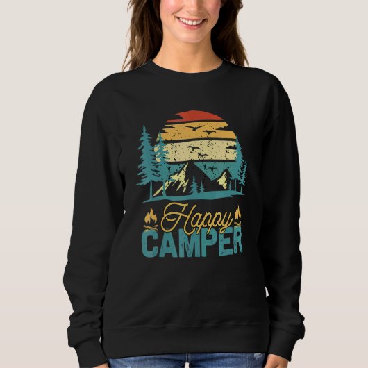 Happy Camper Retro Vintage  Matching Camping Crew  Trui (Voorkant)