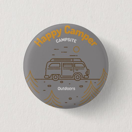 Happy Camper Ronde Button 3,2 Cm (Voorkant)