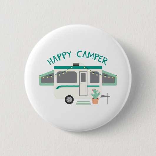Happy Camper Ronde Button 5,7 Cm (Voorkant)