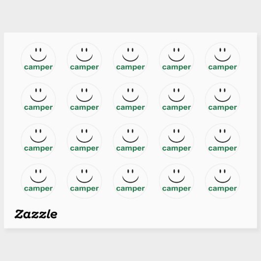 Happy Camper Ronde Sticker (Vel)