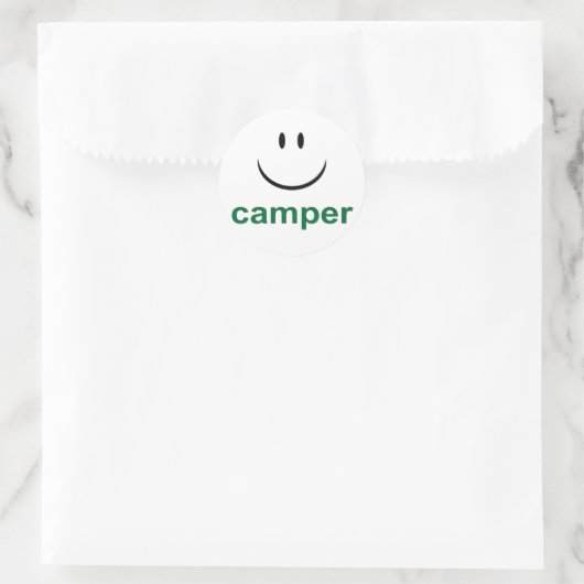 Happy Camper Ronde Sticker (Tas)