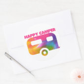 Happy Camper Ronde Sticker (Envelop)