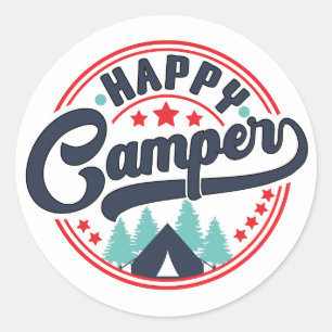 Happy Camper Ronde Sticker