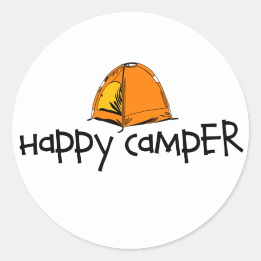 Happy Camper Ronde Sticker (Voorkant)