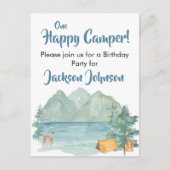 Happy Camper Rustic Mountains Waterverf Birthday Briefkaart (Voorkant)