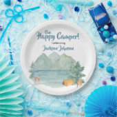 Happy Camper Rustic Mountains Waterverf Birthday Papieren Bordje (Feest)