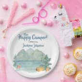 Happy Camper Rustic Mountains Waterverf Birthday Papieren Bordje (Feest)