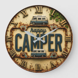 Happy Camper RV Adventure Gift Rustic Cabin Grote Klok