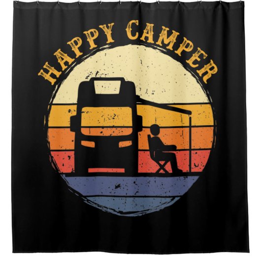 Happy Camper RV Camping Douchegordijn (Voorkant)