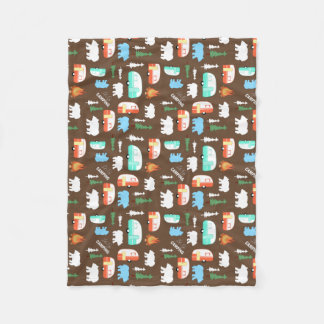 Happy Camper RV Camping Fleece Blanket - Brown Deken