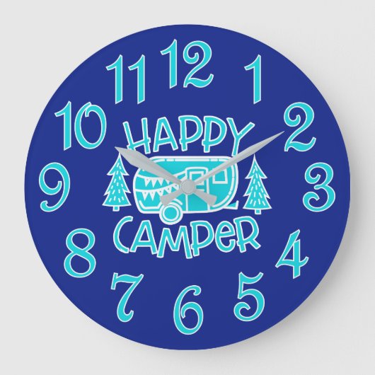Happy Camper RV Camping Traveler Wall klok (Voorkant)