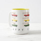 HAPPY CAMPER RV Motorhome Camping Rasta Tweekleurige Koffiemok (Voorkant links)