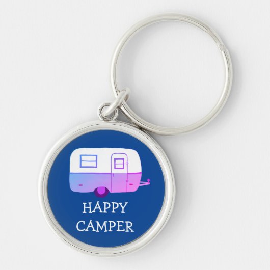 HAPPY CAMPER RV Motorhome Camping Trailer CUSTOM Sleutelhanger (Voorkant)