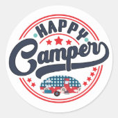 Happy Camper RV Ronde Sticker (Voorkant)