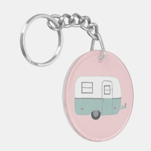 HAPPY CAMPER RV Trailer Camping CUSTOM Sleutelhanger (Voorkant Links)