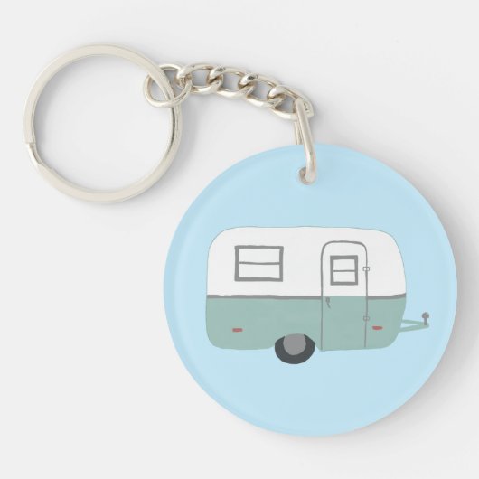 HAPPY CAMPER RV Trailer Camping CUSTOM Sleutelhanger (Voorkant)