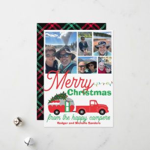 Happy Camper RV Travel Trailer-kerstfoto's Feestdagenkaart