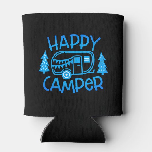 Happy Camper RV Travel Trailer Wanderlust Camping Blikjeskoeler (Achterkant)