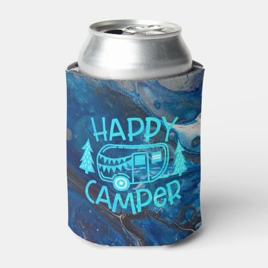 Happy Camper RV Travel Wanderlust Camping Blikjeskoeler (Blikje Voorkant)
