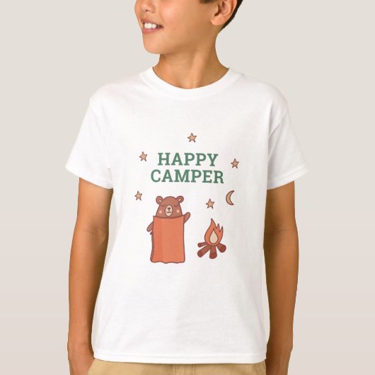 Happy Camper Schattige Beer Camping Verjaardag T-shirt (Voorkant)