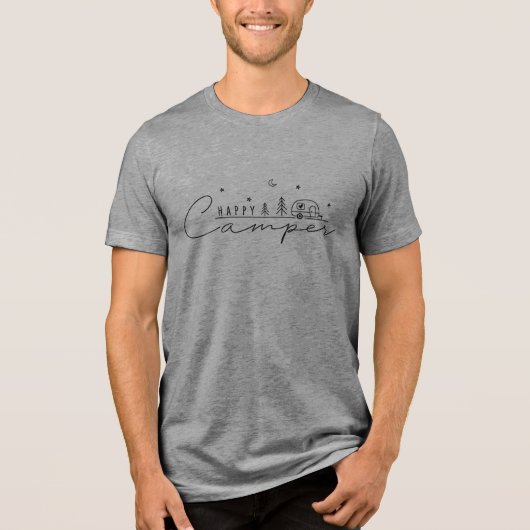 Happy Camper Silhouette Tri-Blend Shirt (Voorkant)