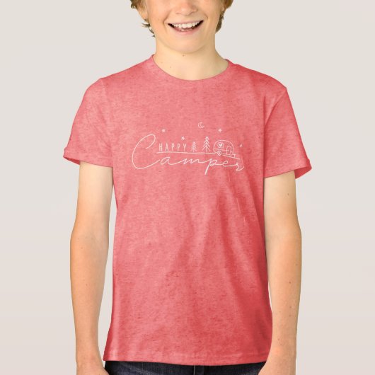 Happy Camper Silhouette Tri-Blend Shirt (Voorkant)