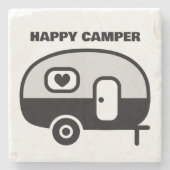 Happy Camper stone coaster Stenen Onderzetter (Voorkant)