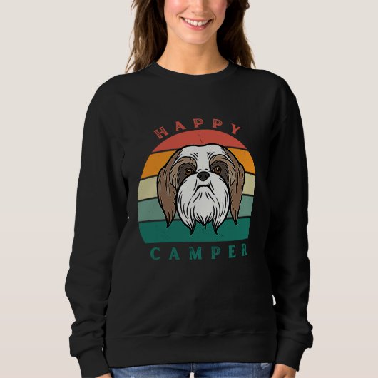 Happy Camper Sunset Furry Shih Tzu Dog Graphic Trui (Voorkant)
