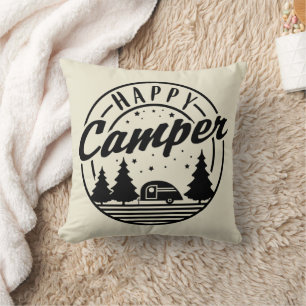 Happy Camper T Shirt Trees Stars en Camp Trailer Kussen