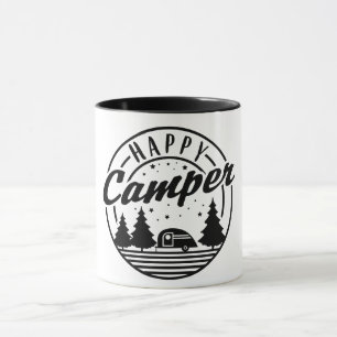 Happy Camper T Shirt Trees Stars en Camp Trailer Mok