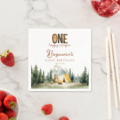 Happy Camper Teddy Bear 1st Birthday Servet (Insitu)