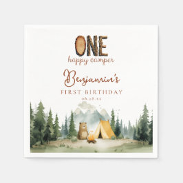 Happy Camper Teddy Bear 1st Birthday Servet