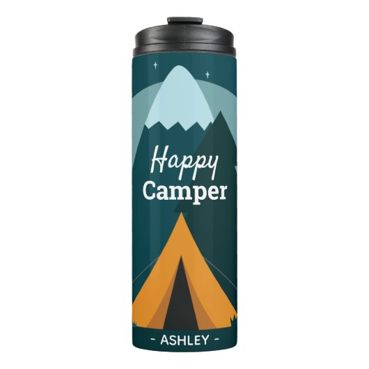 Happy Camper Tent and Mountains Thermosbeker (Voorkant)