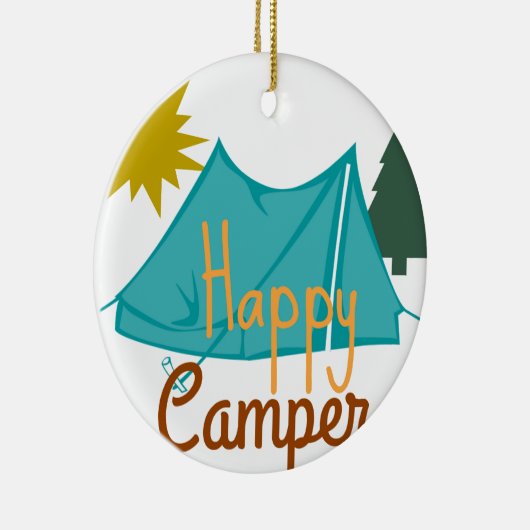 Happy Camper Tent Outdoor Keramisch Ornament (Rechts)