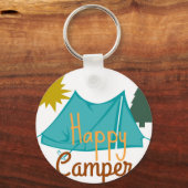 Happy Camper Tent Outdoor Sleutelhanger (Voorkant)