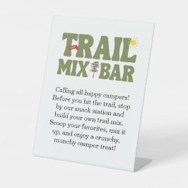 Happy Camper Trail Mix Bar Kids Birthday Reclamebord Met Voetstuk