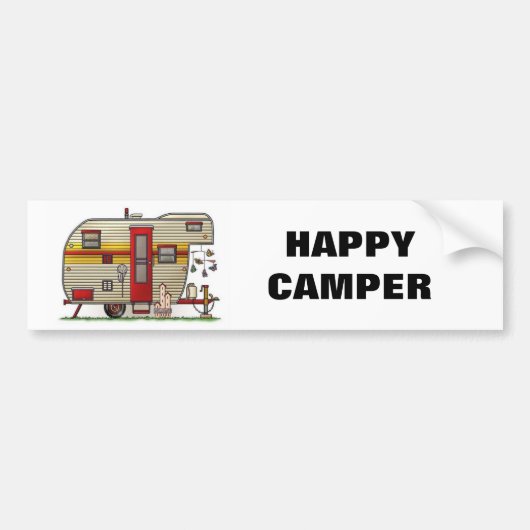 Happy Camper Trailer Bumpersticker (Voorkant)