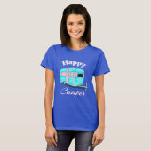 Happy Camper Trailer Camping T-shirt (Voorkant volledig)