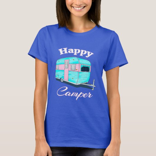 Happy Camper Trailer Camping T-shirt (Voorkant)